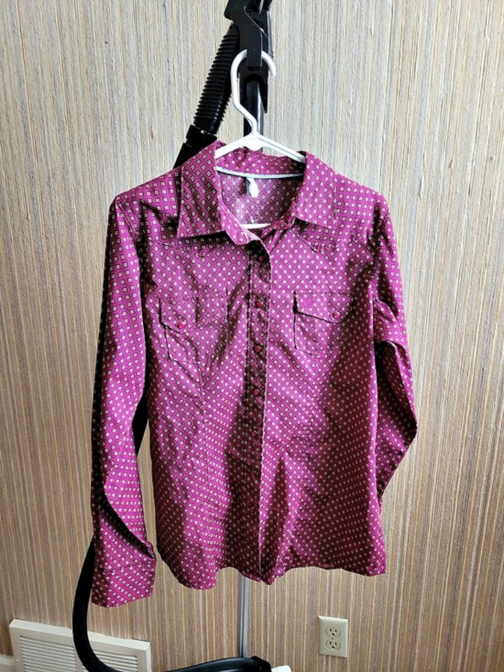 Cinch Geometric Print Long Sleeve Western Shirt  Fuschia Pink Snap Up. Large